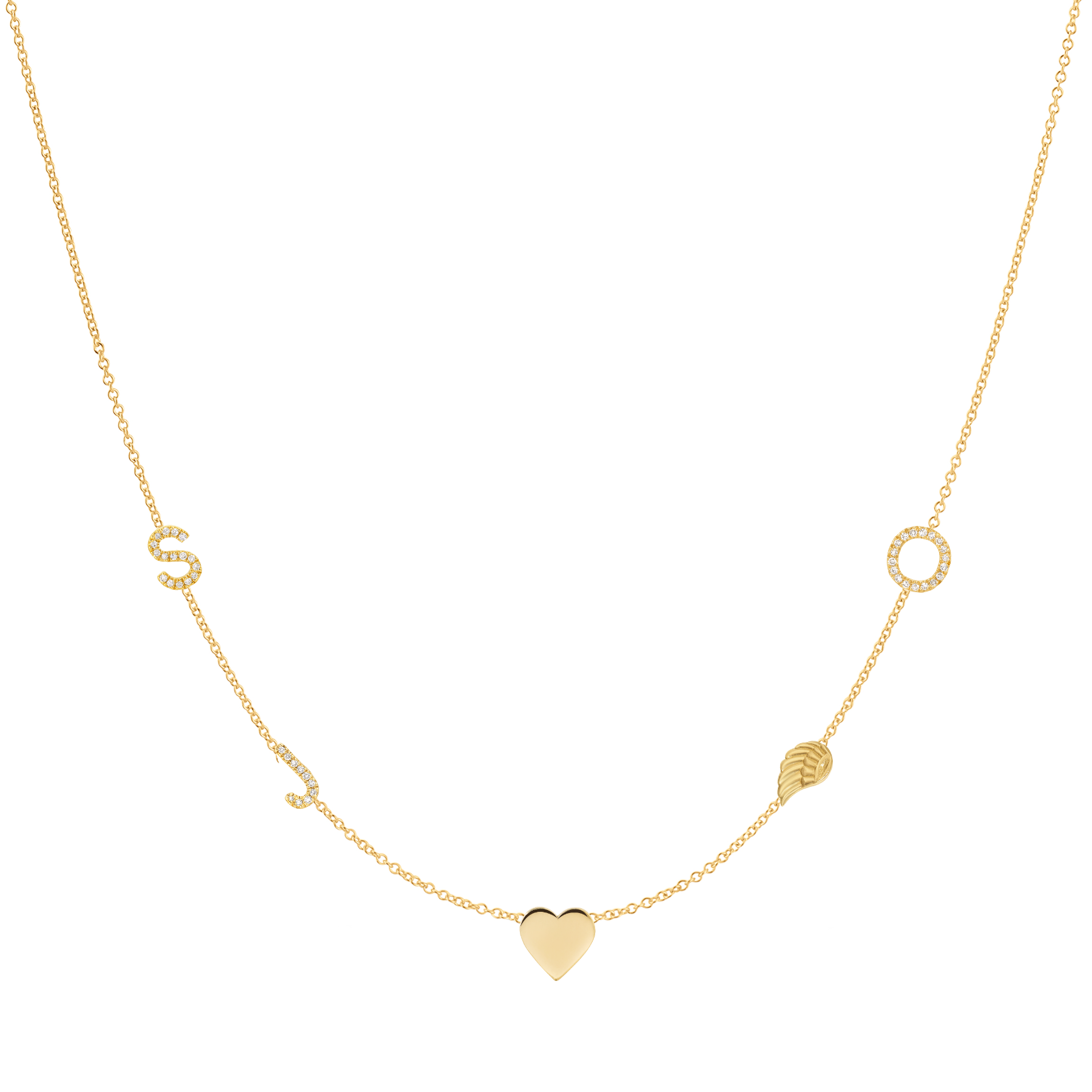 Handmade Yellow Gold Initial Monogram Charm Necklace - Custom