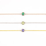 14K Gold Asymmetrical Birthstone Necklace - Emerald (May)