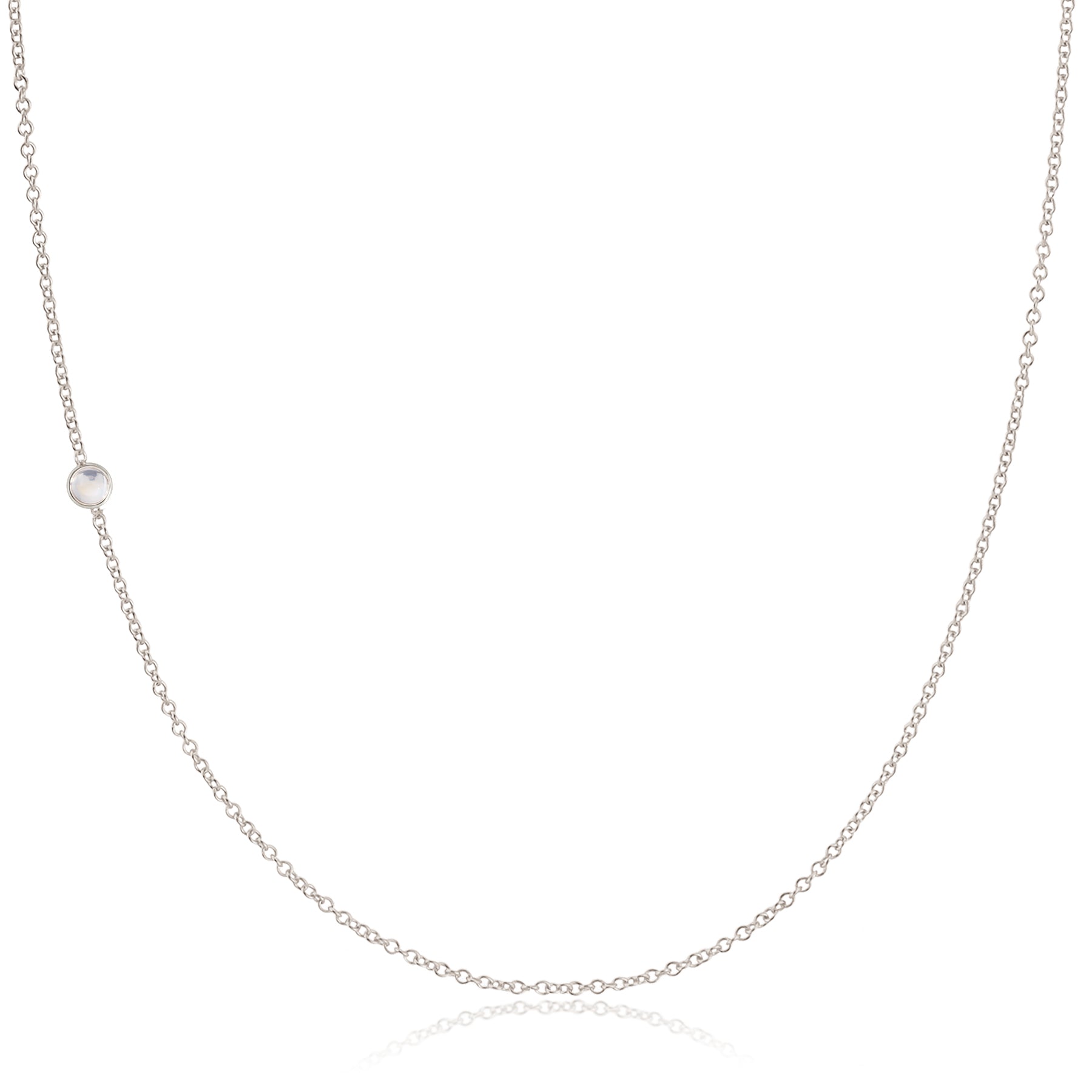 14K Gold Asymmetrical Birthstone Necklace - Moonstone (June)