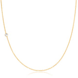 14K Gold Asymmetrical Birthstone Necklace - Moonstone (June)