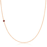 14K Gold Asymmetrical Birthstone Necklace - Ruby (July)