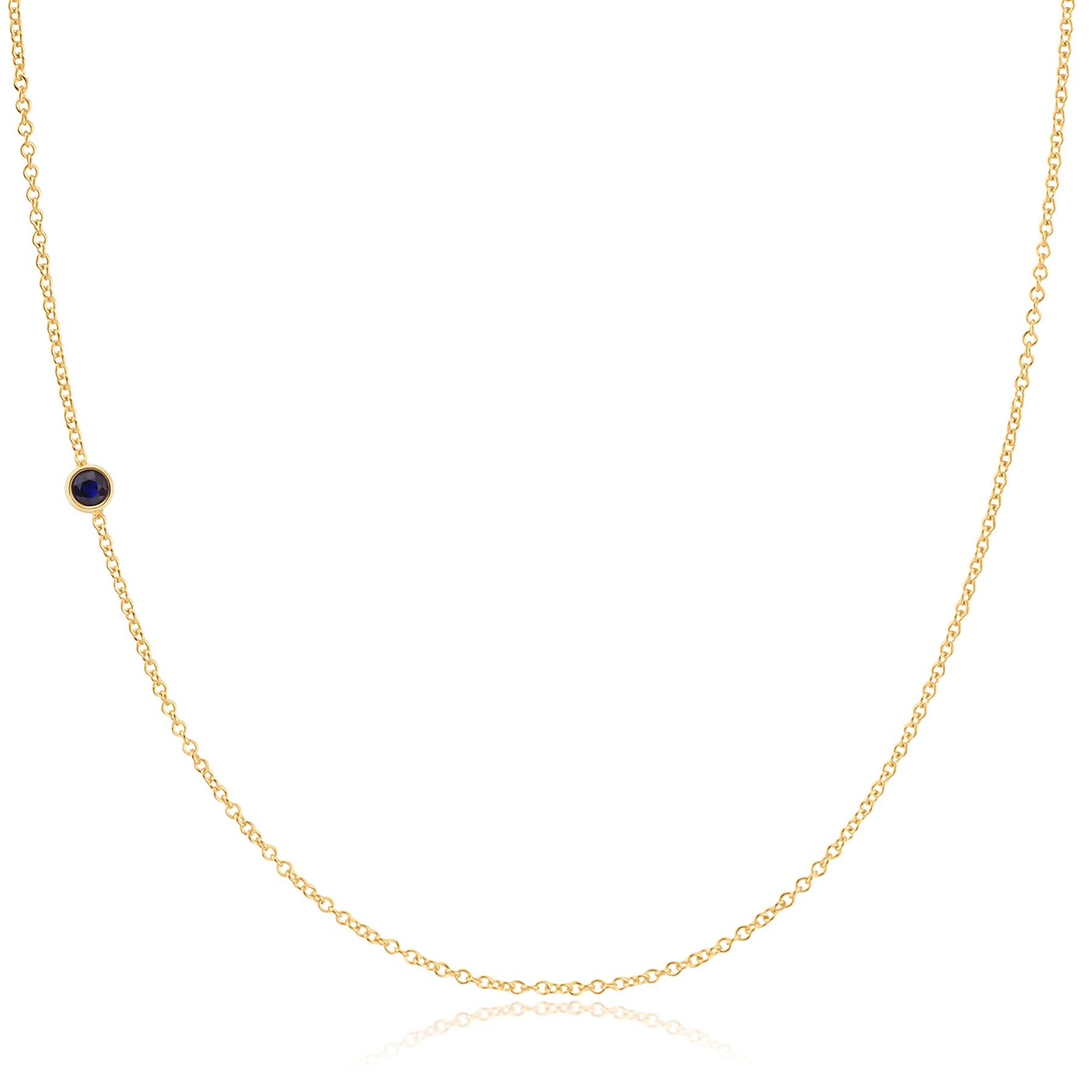 14K Gold Asymmetrical Birthstone Necklace - Sapphire (September)