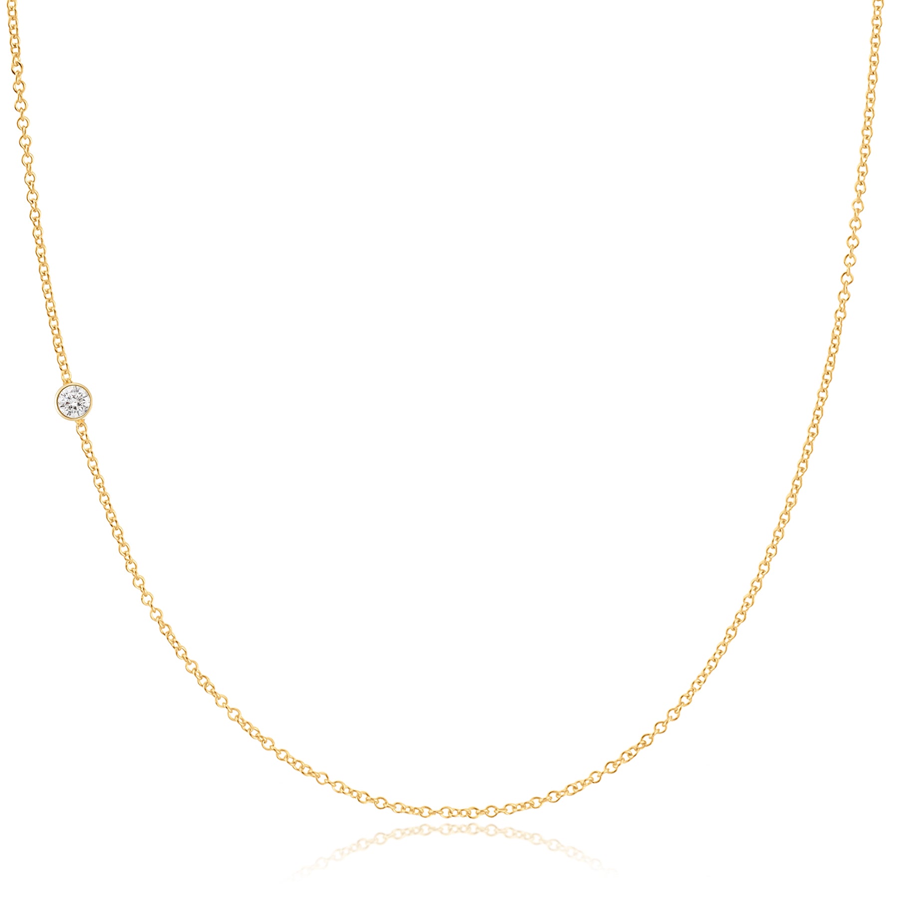 14K Gold Asymmetrical Birthstone Necklace - Diamond (April)