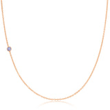 14K Gold Asymmetrical Birthstone Necklace - Tanzanite (December)