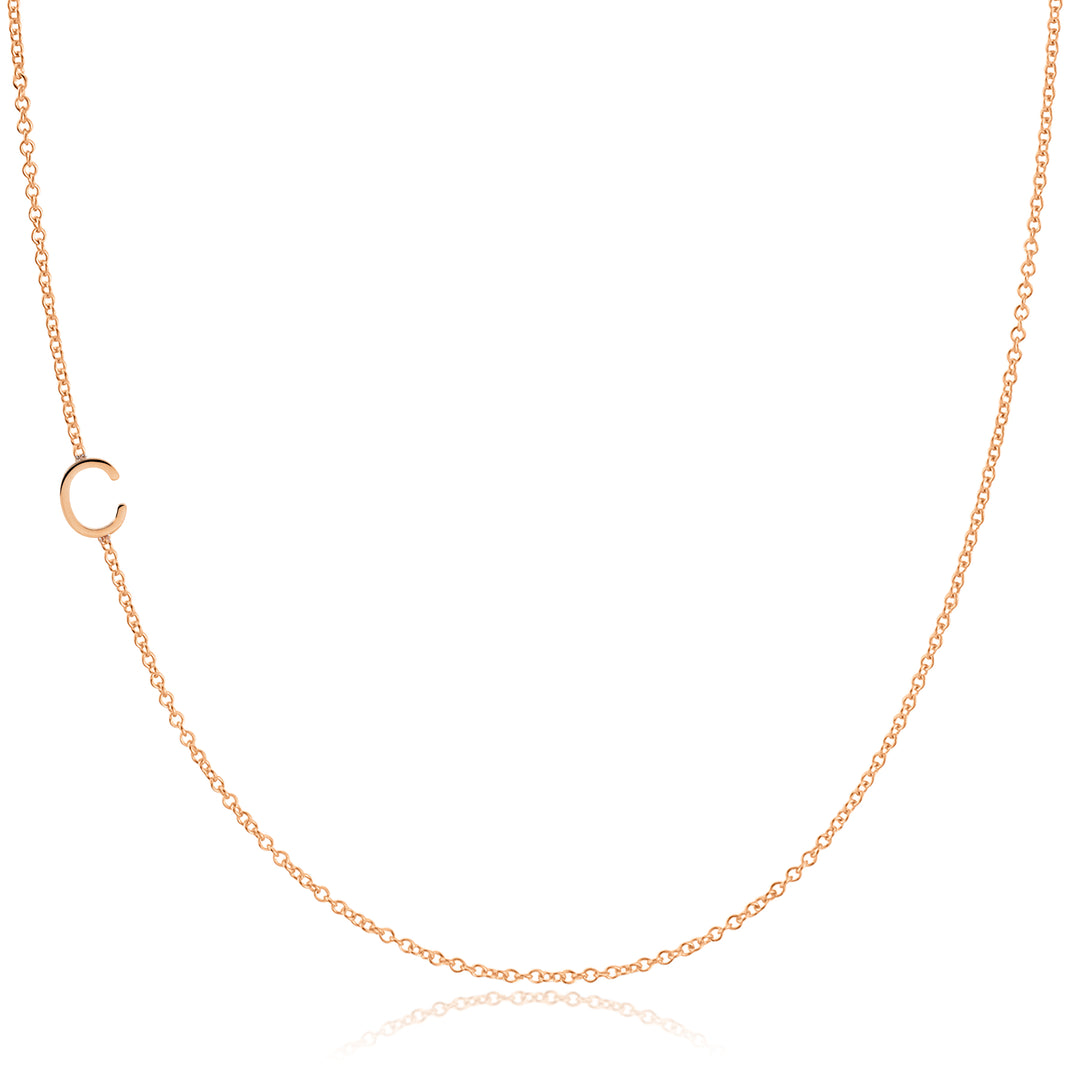 14K GOLD ASYMMETRICAL LETTER NECKLACE - C – Maya Brenner