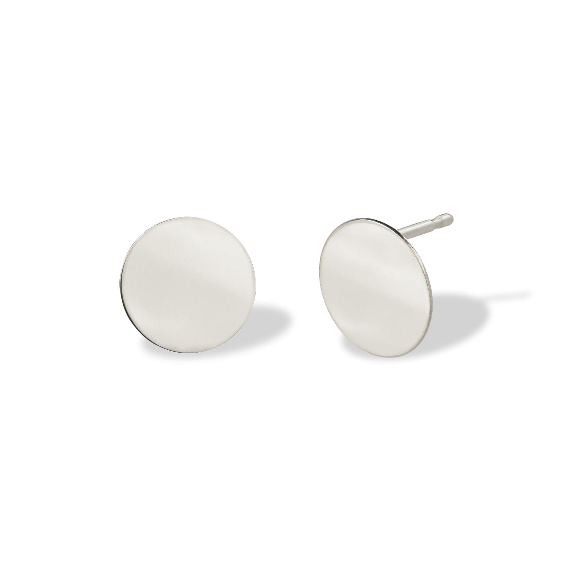 A pair of Solid Eclipse Earrings - Small in white gold on a white background. 