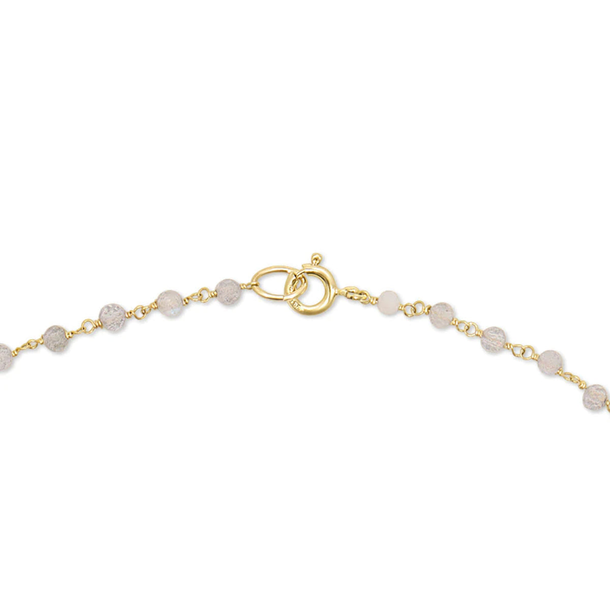 The back of The Sage Bouquet Necklace, featuring the clasp closure. 