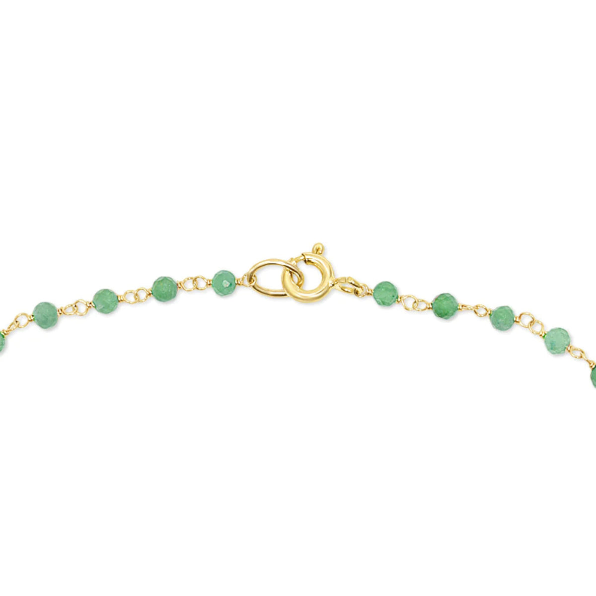 The clasp closure of the Clover Bouquet Necklace on a white background. 