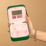 Travel Jewelry Case - Green/Pink