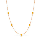 A Quintet Birthstone Layering Necklace - Rose Gold in Citrine - November on a white background.