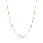 A Quintet Birthstone Layering Necklace - Rose Gold in Diamond - April on a white background.