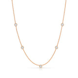 A Quintet Birthstone Layering Necklace - Rose Gold in Diamond - April on a white background.