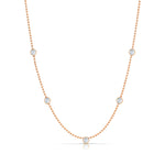 A Quintet Birthstone Layering Necklace - Rose Gold in Moonstone - June on a white background.