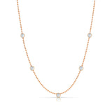 A Quintet Birthstone Layering Necklace - Rose Gold in Moonstone - June on a white background.