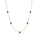 A Quintet Birthstone Layering Necklace - Rose Gold in Onyx - August on a white background.