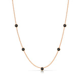 A Quintet Birthstone Layering Necklace - Rose Gold in Onyx - August on a white background.