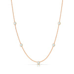 A Quintet Birthstone Layering Necklace - Rose Gold in Opal - October on a white background.