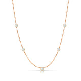 A Quintet Birthstone Layering Necklace - Rose Gold in Opal - October on a white background.