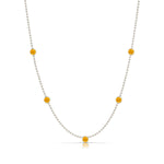 A Quintet Birthstone Layering Necklace – White Gold in Citrine – November on a white background.