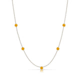 A Quintet Birthstone Layering Necklace – White Gold in Citrine – November on a white background.