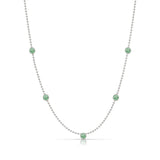 A Quintet Birthstone Layering Necklace – White Gold in Emerald – May on a white background.