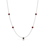 A Quintet Birthstone Layering Necklace – White Gold in Garnet – January on a white background.