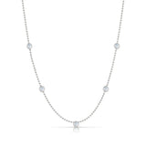 A Quintet Birthstone Layering Necklace – White Gold in Moonstone – June on a white background.