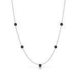 A Quintet Birthstone Layering Necklace – White Gold in Onyx – August on a white background.