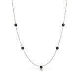 A Quintet Birthstone Layering Necklace – White Gold in Onyx – August on a white background.