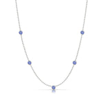 A Quintet Birthstone Layering Necklace – White Gold in Tanzanite – December on a white background.