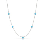 A Quintet Birthstone Layering Necklace – White Gold in Turquoise – December on a white background.