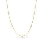 A Quintet Birthstone Layering Necklace - Yellow Gold in Diamond - April on a white background.