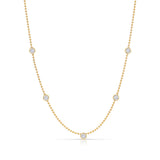 A Quintet Birthstone Layering Necklace - Yellow Gold in Diamond - April on a white background.