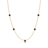 A Quintet Birthstone Layering Necklace - Yellow Gold in Onyx - August on a white background.