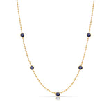 A Quintet Birthstone Layering Necklace - Yellow Gold in Sapphire - September on a white background.