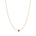A Single Birthstone Layering Necklace - Rose Gold in Garnet on a white background.