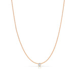 A Single Birthstone Layering Necklace - Rose Gold in Moonstone on a white background.