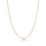 A Single Birthstone Layering Necklace - Rose Gold in Moonstone on a white background.