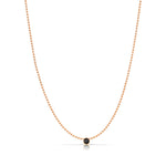 A Single Birthstone Layering Necklace - Rose Gold in Onyx on a white background.