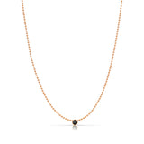 A Single Birthstone Layering Necklace - Rose Gold in Onyx on a white background.