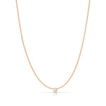 A Single Birthstone Layering Necklace - Rose Gold in Opal on a white background.
