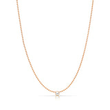 A Single Birthstone Layering Necklace -Rose Gold in Pearl on a white background.