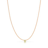 A Single Birthstone Layering Necklace - Rose Gold in Peridot on a white background.