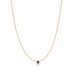 A Single Birthstone Layering Necklace - Rose Gold in Sapphire on a white background.