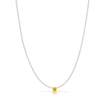 A Single Birthstone Layering Necklace - White Gold in Citrine on a white background.