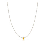 A Single Birthstone Layering Necklace - White Gold in Citrine on a white background.