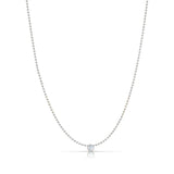 A Single Birthstone Layering Necklace - White Gold in Moonstone on a white background.