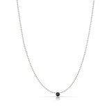 A Single Birthstone Layering Necklace - White Gold in Onyx on a white background.