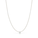 A Single Birthstone Layering Necklace - White Gold in Opal on a white background.