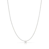 A Single Birthstone Layering Necklace -White Gold in Pearl on a white background.